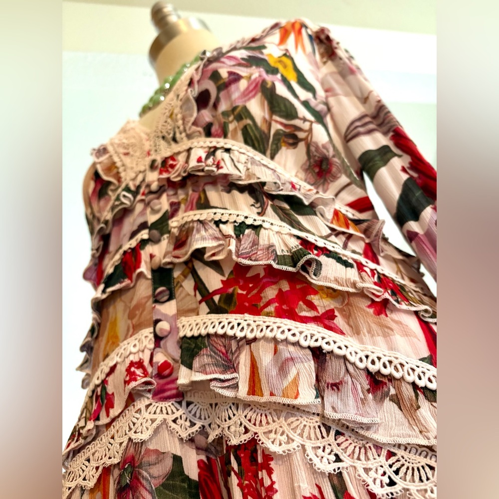 Like NEW!! 8 All Saints Cream Pink Long Sleeve Sundress - Picture 7 of 15